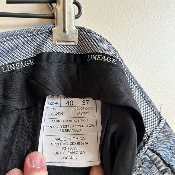 Lineage Mens Grey and Blue Plaid Dress Pants Slacks 40x37 - Picture 4 of 4